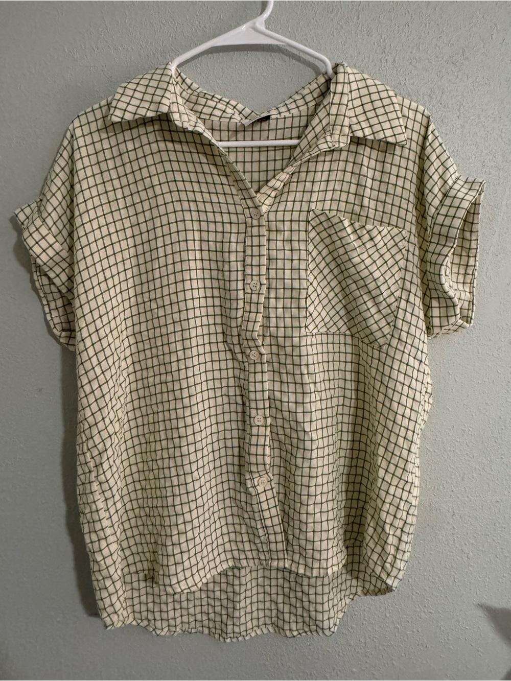 Green Plaid Button-Up Shirt